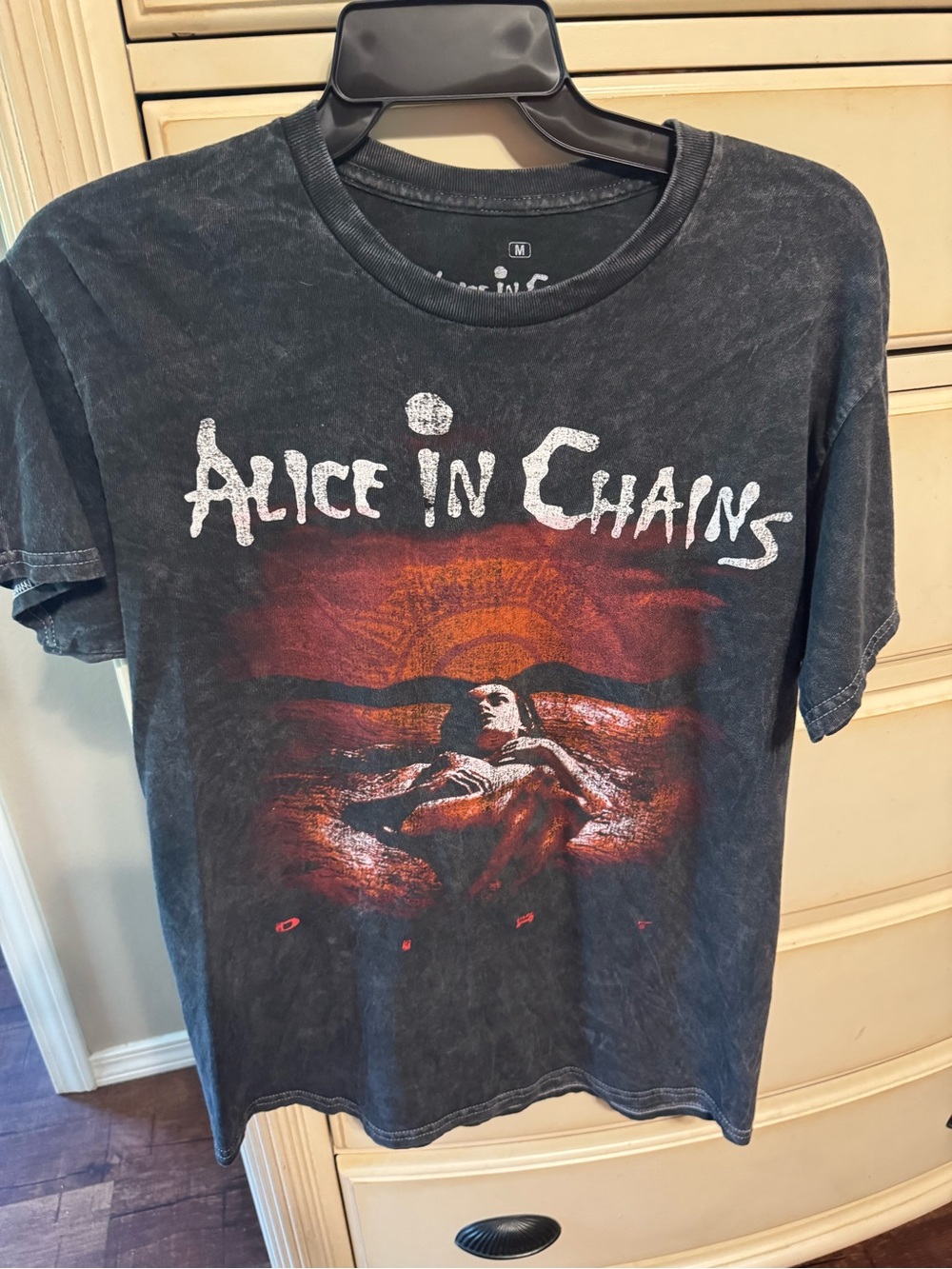 Ripple Junction Black Short-Sleeve Alice In Chains Tee with Red Orange Graphic